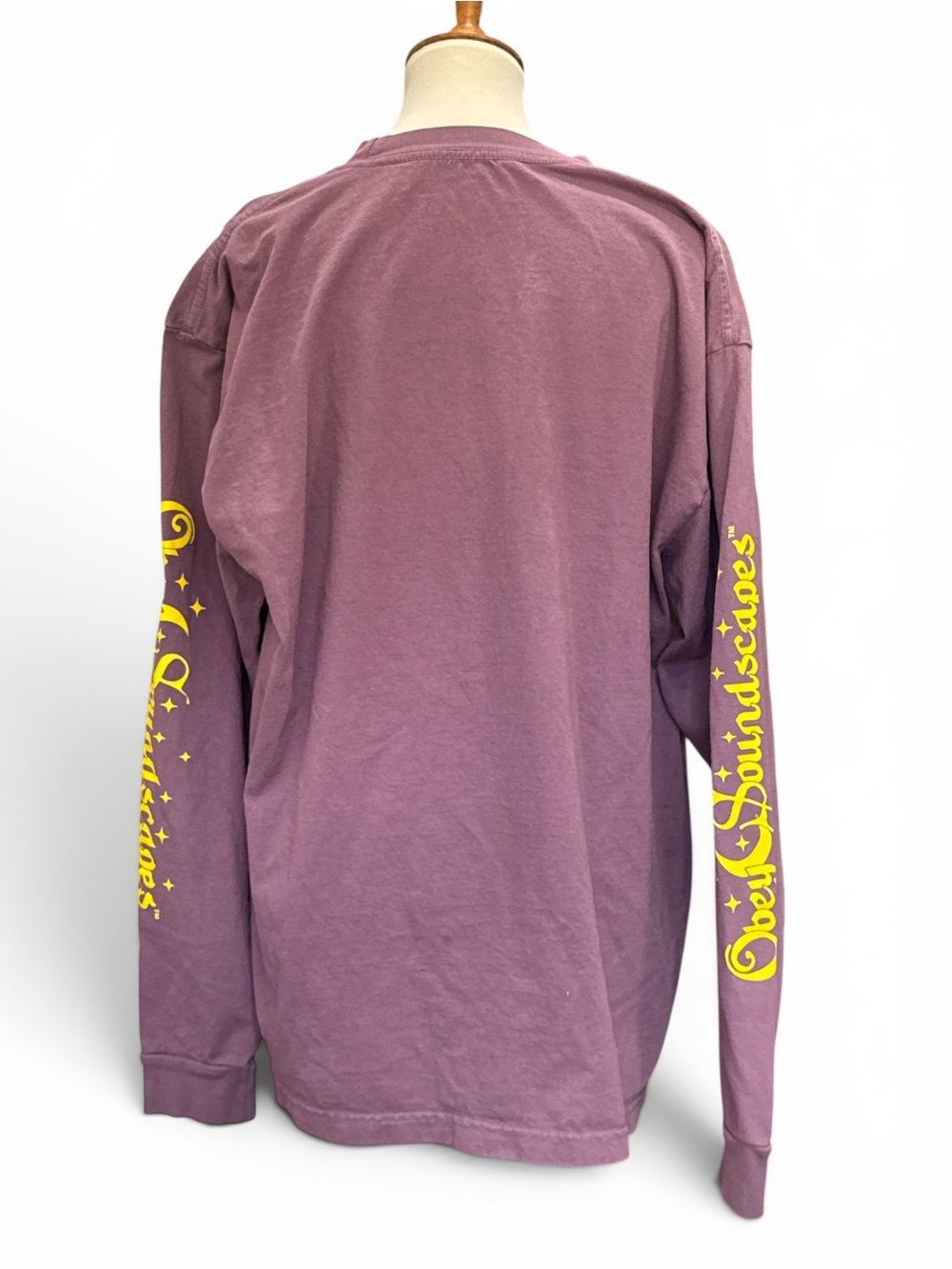 Obey Long Sleeve Tee - Mauve Purple with Yellow & Red Graphic - Picture 2 of 4